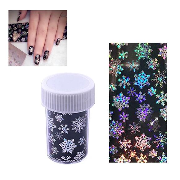 Holographic Christmas Snowflake Nail Art Stickers Xmas Nail Foils - Picture 2 of 6